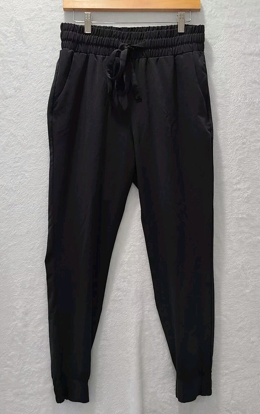 Revamped Women's Jogger Pants Black Pockets Sz L Elastic Waist Ankles Lounge
